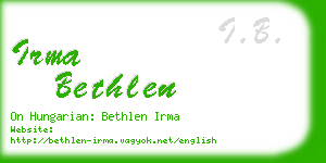 irma bethlen business card